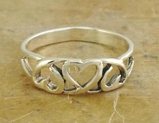 CUTE .925 STERLING SILVER HEART BAND RING size 8 style r1959