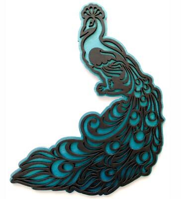 Peacock bird two layer wall hanging custom sign laser gift