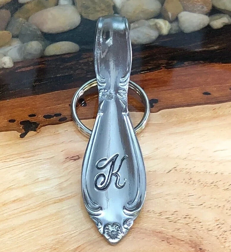 Monogram  K  Flatware * Silverware Purse Hook Key Ring * No More