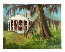 Clara Cavett Original Oil Painting Antebellum Mansion Southern Home 16 x 12"