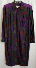 Jackie Bernard for Eklektic Dress w/ Leather Trim Sz 12 Multicolor Made in USA