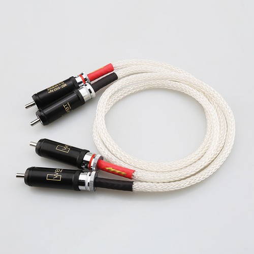Pair Hi-End 5N Pure Silver RCA Wire 16 Cores HiFi Audio Interconnect RCA Cable - Picture 2 of 11