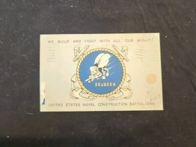 Vintage Postcard Build&Fight With All Our Might US Naval Construction Battalions