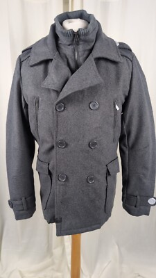 Firetrap Mens Double breasted Jacket Grey Marl UK L LN141 NN 01