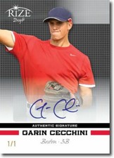 GARIN CECCHINI 2012 Rize Autograph Rookie BLACK BLANK BACK Auto RC 1/1