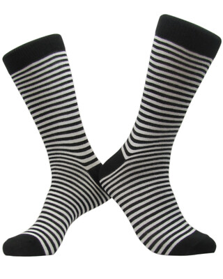 black and white striped dress socks Men's Colorful Stripe Pattern Supima Cotton Dress Socks main image 0