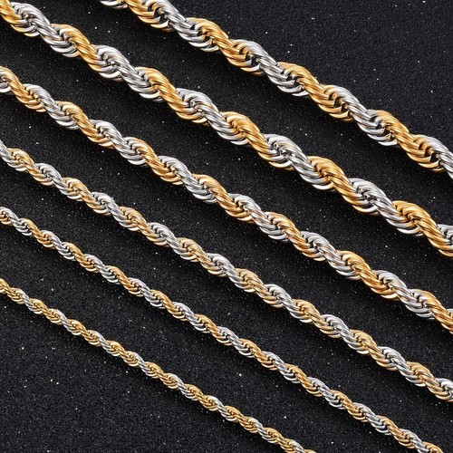 Rope Chain Necklace Two Tone Gold 