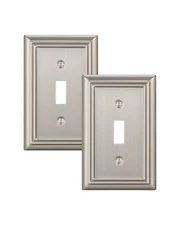 DEWENWILS Single Toggle Wall Plates, Brushed Nickel Metal Light Switch 2-Pack