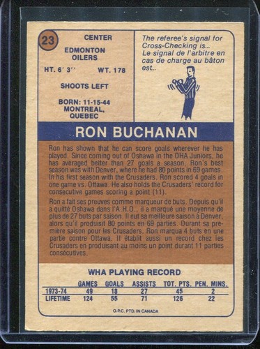 1974 O-PEE-CHEE (OPC) WHA Hockey # 23 Ron Buchanan (NM-MT) - Picture 2 of 2