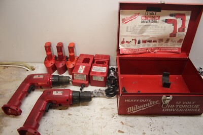 VNTG Milwaukee 12V HI TORQUE DRIVER DRILL(X2), BATT(X3), metal box