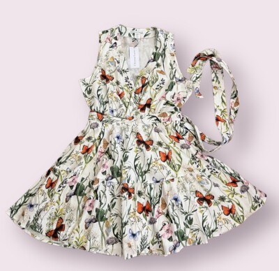 Christian Lacroix Linen Blend Mini Wrap Dress Butterfly Garden Floral L New  | eBay