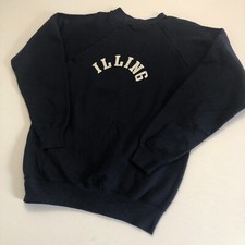 VTG 1960s HANES Illing School Gym Sweatshirt Sz L Navy Blue Breeze Shield