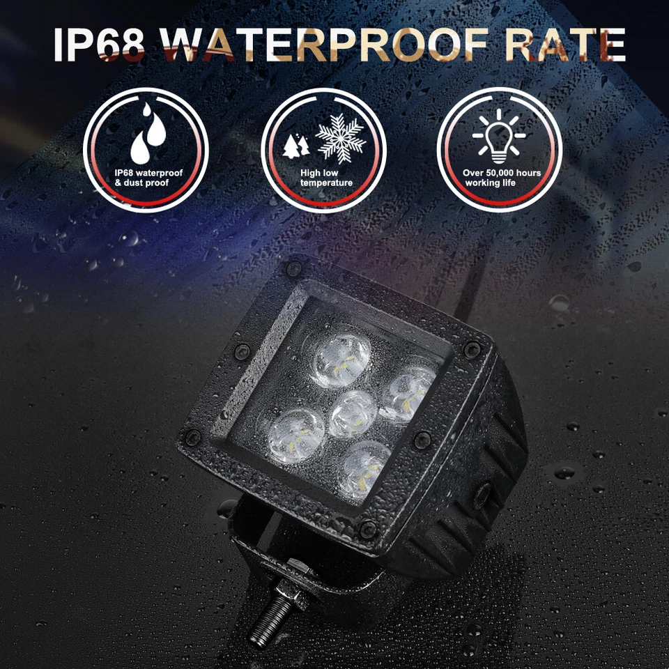 2x3Inch LED Cube Pods Work Light Bar Spot Bumper Driving Fog Offroad ATV UTV 12V - Image 4 of 4