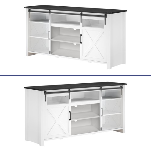 TV Stand Console for 75" TVs With Power Outlet Open Shelves Entertainment Center - Picture 9 of 12