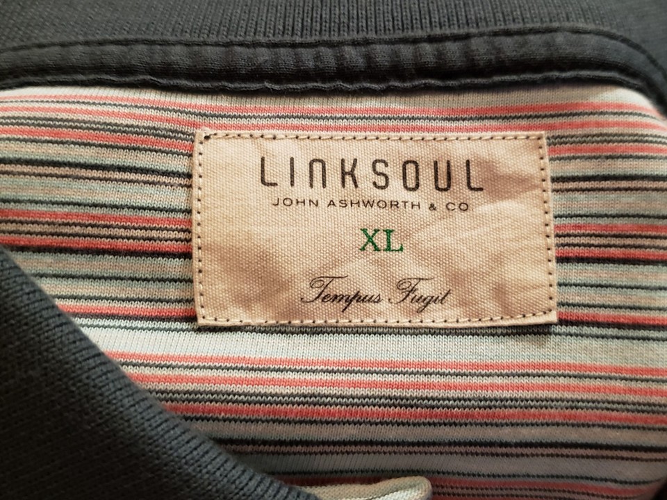 Linksoul John Ashworth & Co Golf Polo Shirt Men's XL Red Mint Green