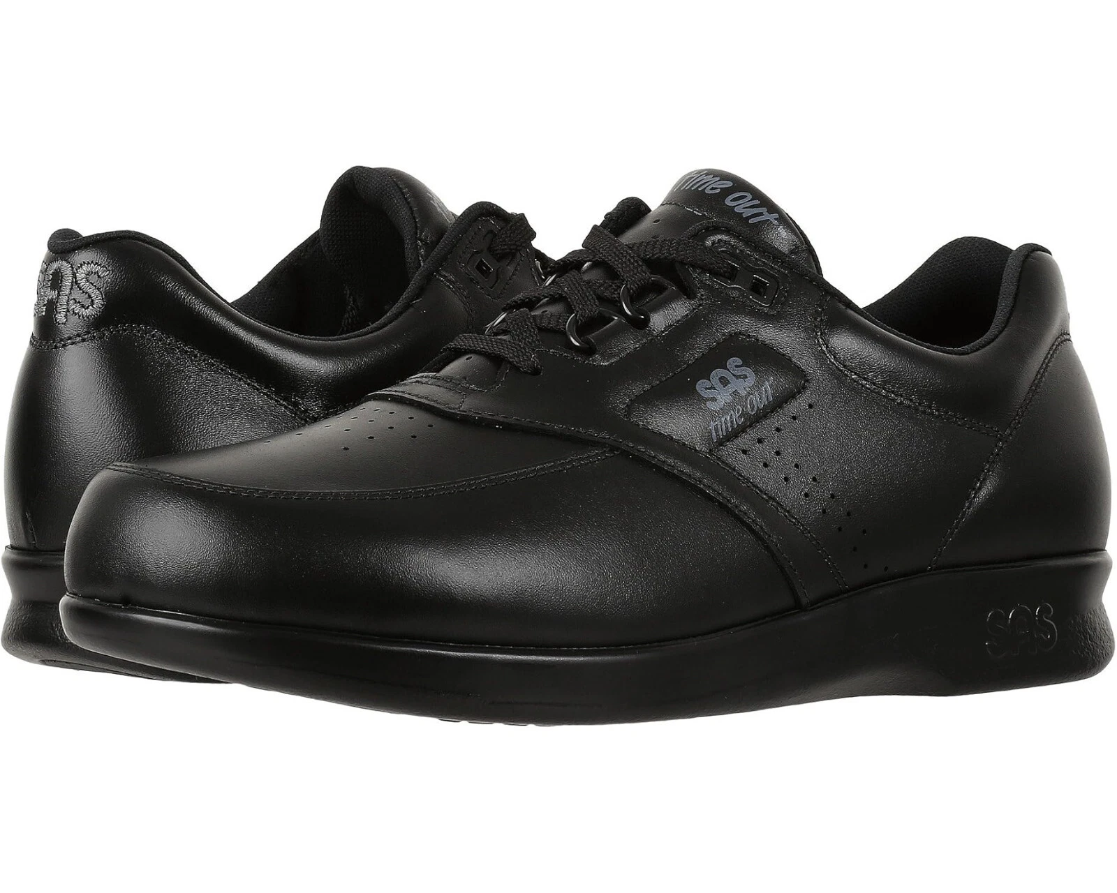 Men's SAS Time Out Lace Up Comfort Walking Shoes 0092-013 Black Leather Made USA