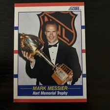 1990 SCORE NHL HOCKEY Mark Messier, Edmonton Oliers #360 HART TROPHY 