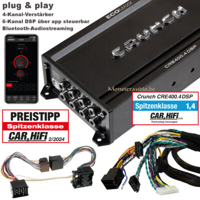 Crunch 4-Kanal Verstärker 6-Kanal DSP Bluetooth plug&play für BMW E36 E46 E39 X5