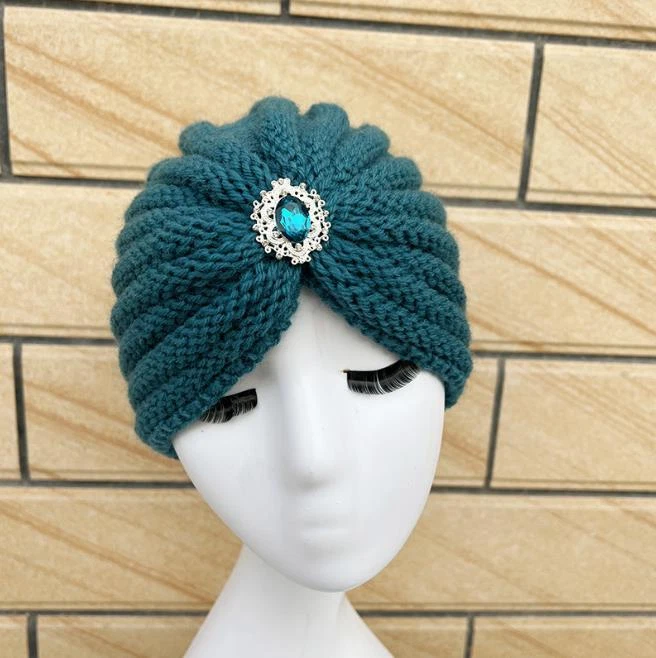 Gemstone Stretch Head Wrap Hat Women Braid Hijab Turban Chemo Cap Headwear - Image 3 of 3