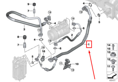 BMW 3 G20 Double Pipe Refrigerant Line 64539395469 9395469