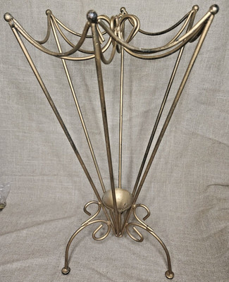 Vintage Umbrella Stand Gold Painted Metal Umbrella Shape Art Deco ...