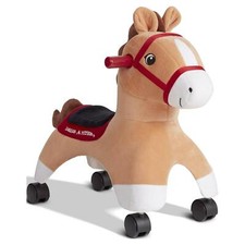 Kids Rolling Pony Plush Caster Ride-on Little Horse Girls Boys Toddler Play Ride