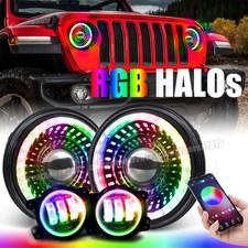 7 Led Headlights 4 Fog Lights Rgb Combo Kit For Jeep Wrangler Jk Jku 07-17 7 Led Headlights 4 Fog Lights Rgb Combo Kit For Jeep Wrangler Jk Jku 07-17