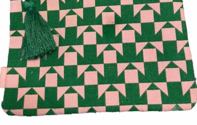 IPSY August 2023 Glam Bag. Pink Green makeup bag Preppy Cosmetic Bag Zipper 5x7 