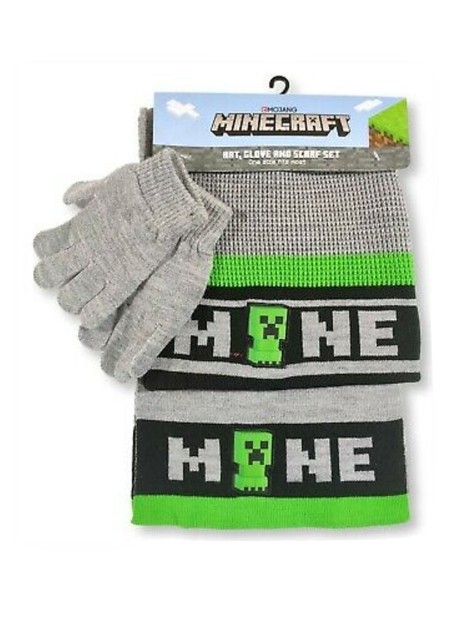 Minecraft Boys' Hat Gloves and Scarf 
