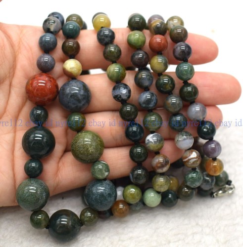 Fashion 8+12mm Multicolor Gemstone Round Beads Long Necklace 18-100" AAA+ - Picture 63 of 88