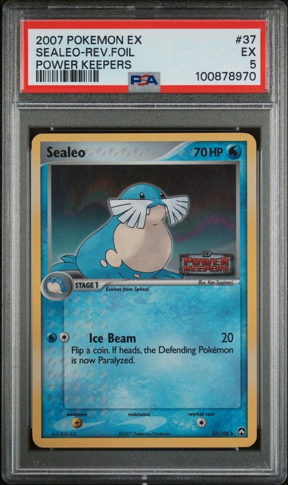 Sealeo 37/108 EX Power Keepers Reverse Holo Stamped Pokémon TCG Card PSA 5