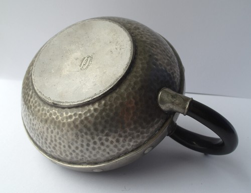 Arts & Crafts Stil Teekanne Hammerschlag CRAFTSMAN SHEFFIELD PEWTER F945 - Bild 5 von 14
