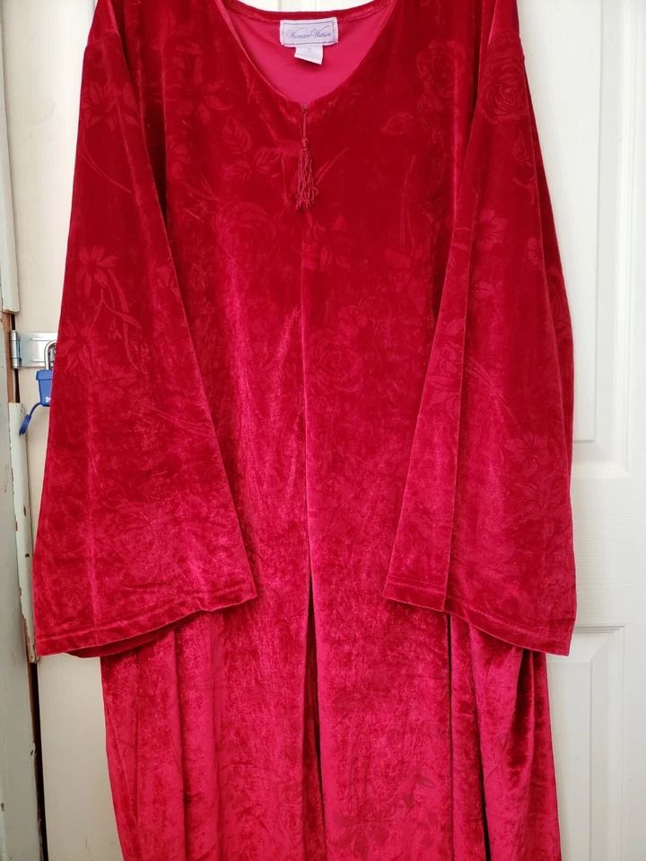 Bata larga de terciopelo rojo Woman Within 5XL Foto 3 de 4