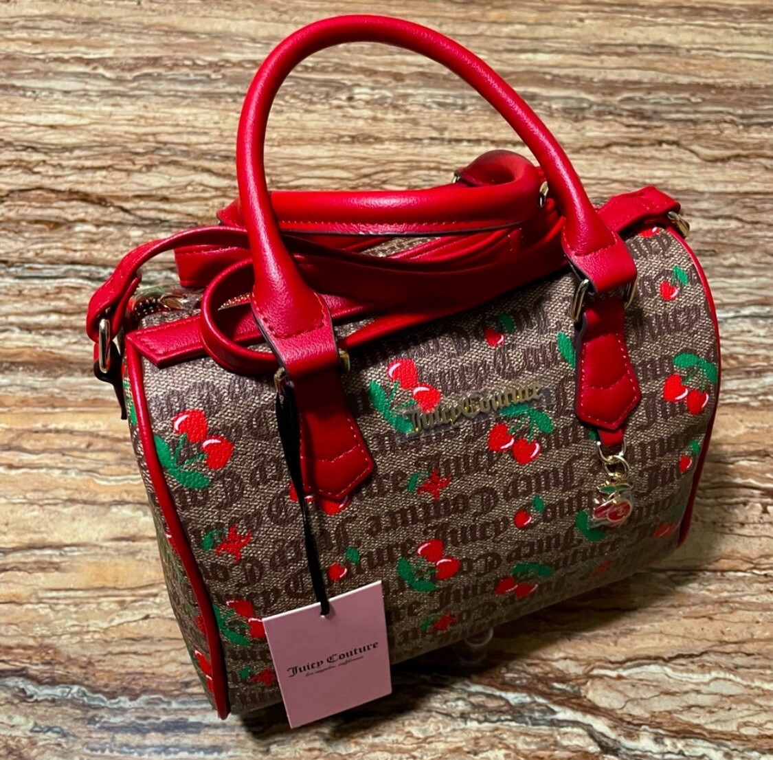 Juicy Couture Bag Medium Brown Juicy Fruit Cherry Print Satchel
