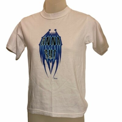 Rare Vintage ANNA SUI Tee By Chooch AKA Dean Landry XXS 3D Velveteen Font Logo