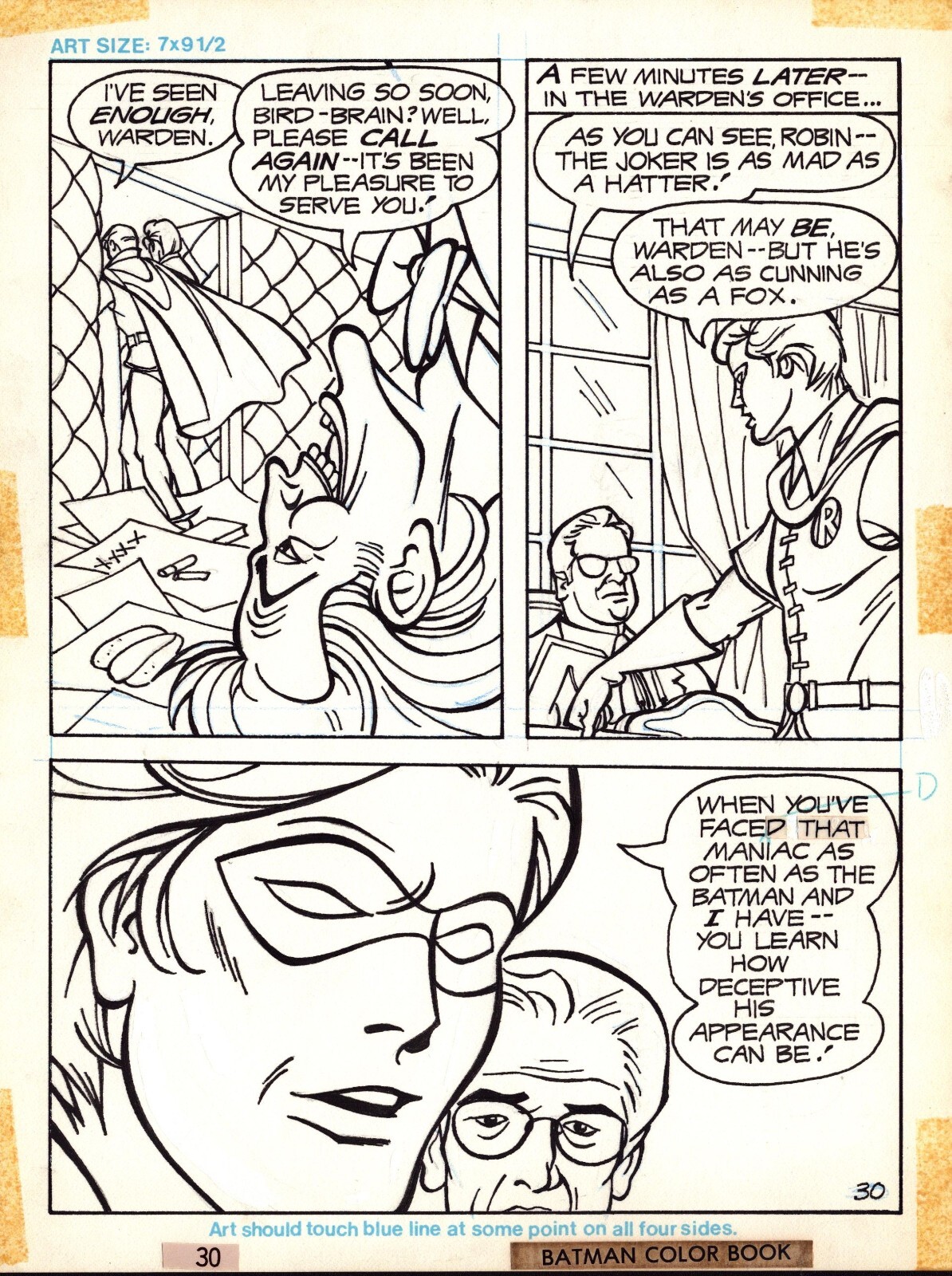 BATMAN ORIGINAL COMIC ART COLORING BOOK WHITMAN 1980 JOKER ROBIN PAGE