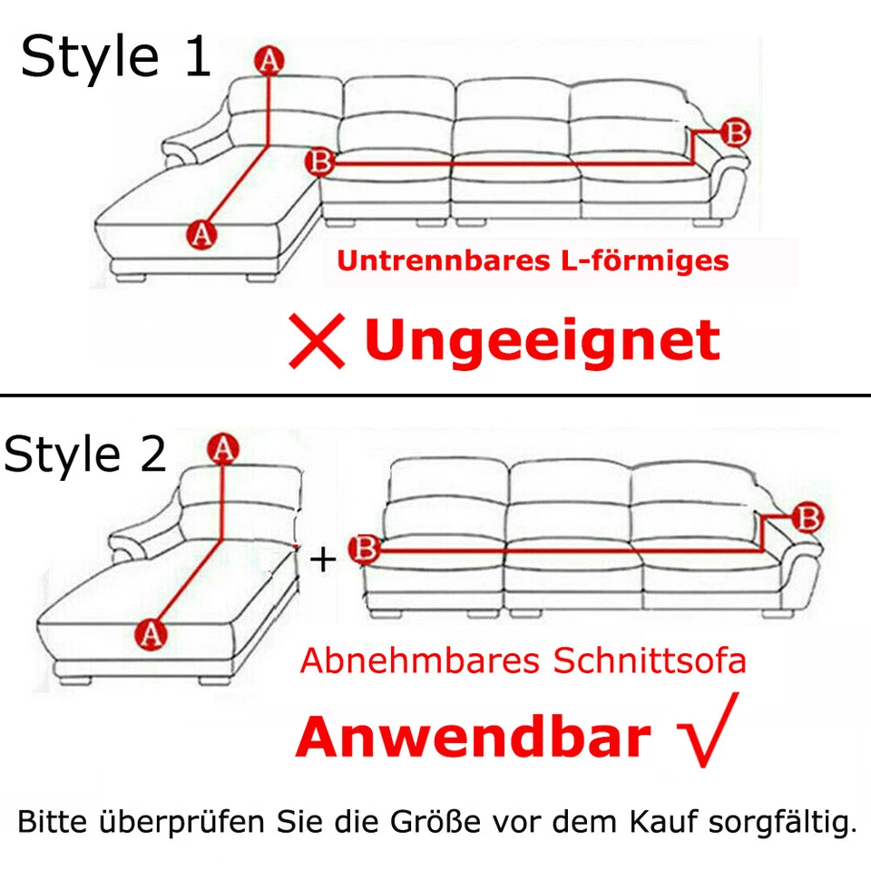 Sofabezug L Form Couch überzug 2er Set Stretch Sofahusse Ecksofa überwurf - Bild 2 von 4