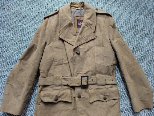 vintage TRENCH COAT leather BELTED jacket 40 brown NORFOLK faux suede SHERLOCK image 3
