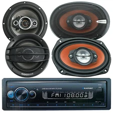 Blaupunkt Irvine70 1 Din MP3 Receiver USB + 4x Audiobank AB-790 AB-630 Speakers