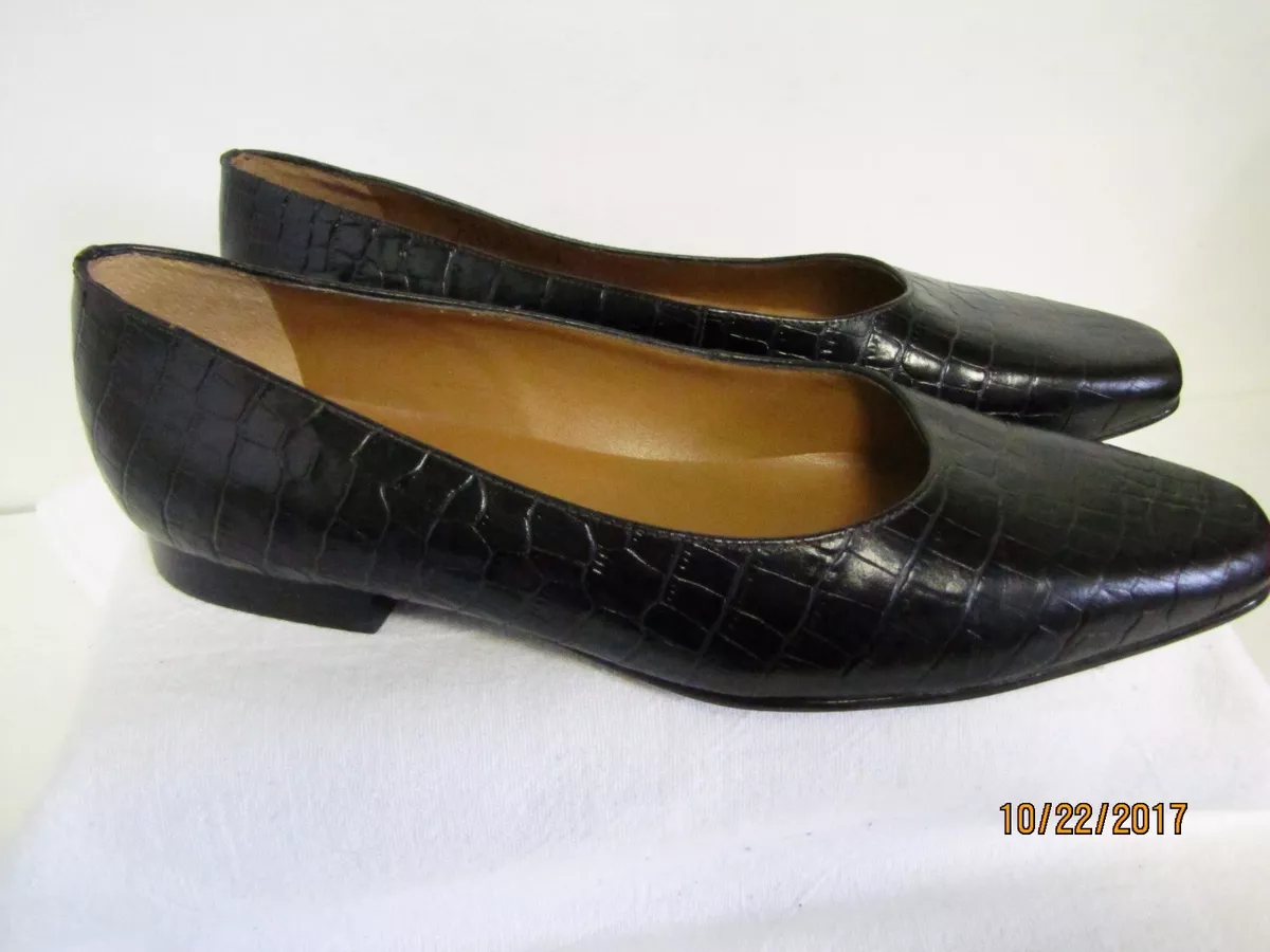 SAS Womens Size 9½N Black Alligator Leather Loafers Shoes Tripad Comfort Foot