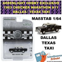 Greenlight Hobby Exclusive 1963 Checker Marathon A11 Taxi Dallas Texas - #30207