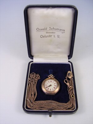 Watch Uhr 333 Gold Antike Kleine 333 Gold Taschenuhr Im Etui Kette