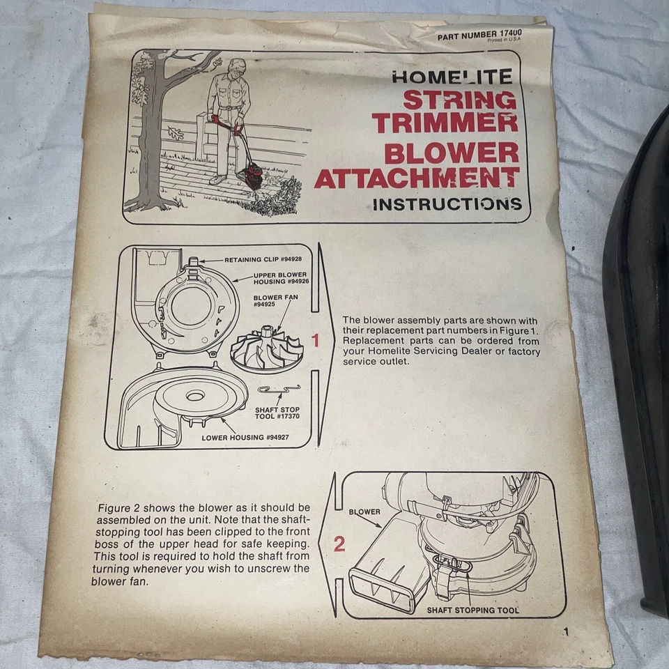 NEW OLD STOCK HOMELITE ST-100 GAS STRING TRIMMER POWER BLOWER ATTACHMENT - Image 2 of 4