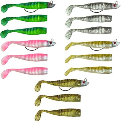 Gummifisch Set Jigkopf Offsethaken 3er Set 11cm 25g Shad Raubfisch Hecht  Zander | eBay.de