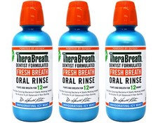 3 Pack TheraBreath Fresh Breath Mouthwash Alcohol-Free Oral Rinse Icy Mint 16 oz