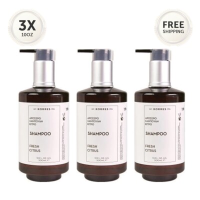 (3-PACK) KORRES Shampoo Fresh Citrus 300ml 10 fl. oz Unisex for All Hair Types