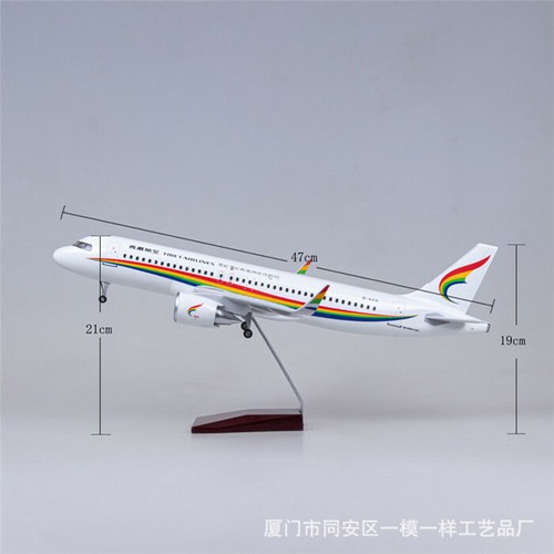 1:80 Tibet Aircraft A320neo Aerei Passeggeri Aricrafts Veicolo in Resina con Luce - Foto 3 di 12