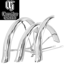 OG Lowrider Classic 20" Flared Ducktail Trike Hollow Hub Fender Set Chrome