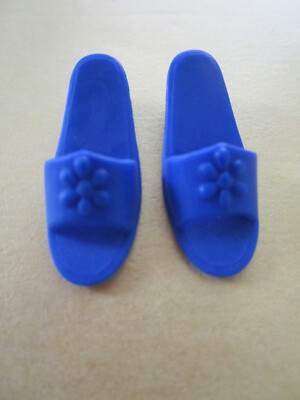 884) EIN PAAR RARE ALTE ORIGINALE OFFENE BLAUE SINDY PEDIGREE VINTAGE SCHUHE