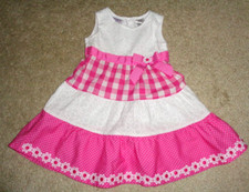 Blueberi Boulevard Baby Girls Dress Plaid Polka Dots Flowers Size 24 Months